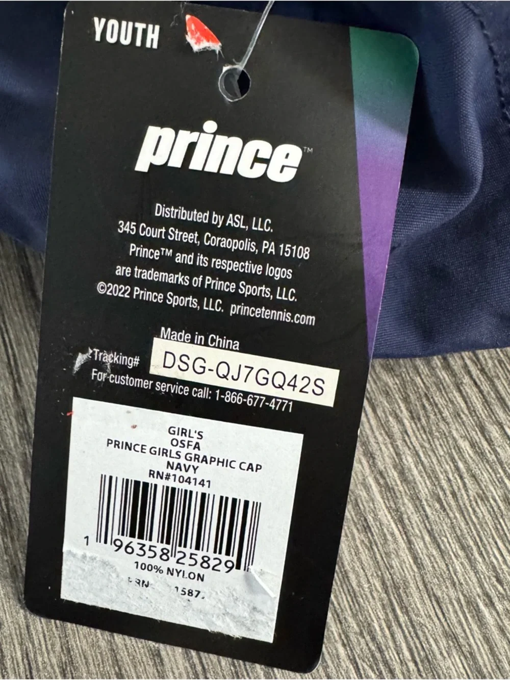 Prince Tennis Girls Graphic Cap Navy Adjustable Hat NEW OSFA